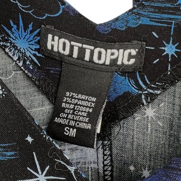 Hot Topic Blue Celestial Button Front Mini Dress Sun Moon Stars Juniors Size SM - Picture 5 of 7